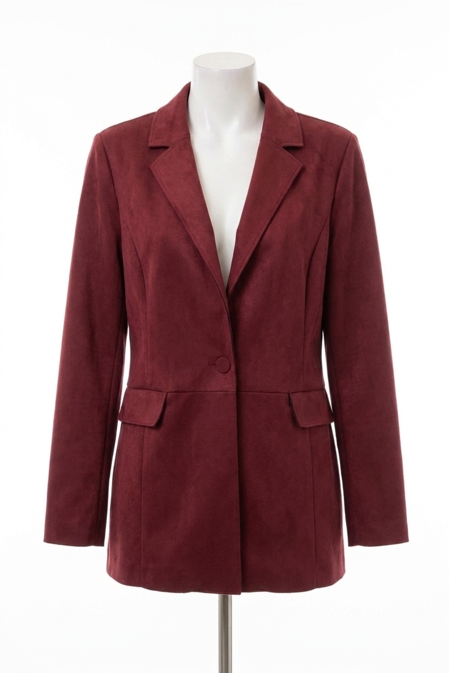 NEW JOSEPH RIBKOFF scuba suede blazer jacket in merlot
